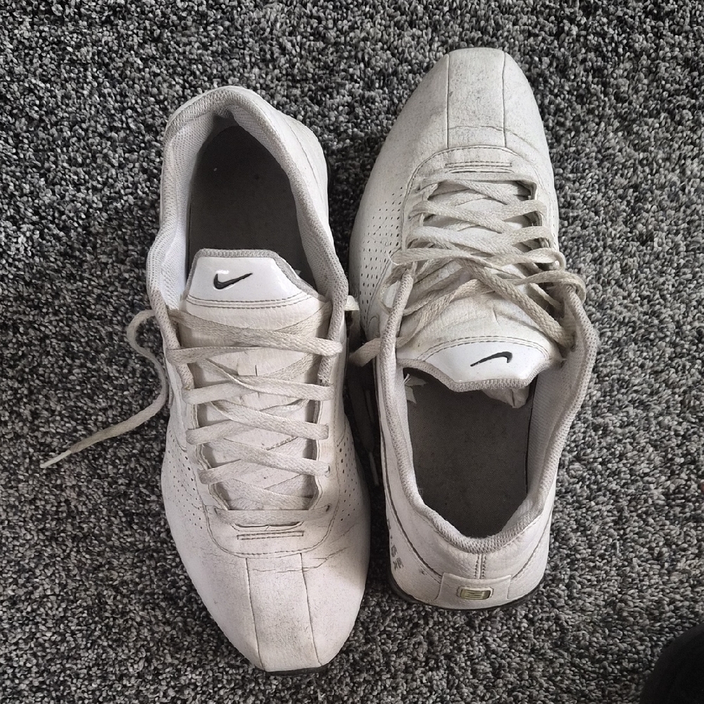 Nike White Low-Top Sneakers with Black Swoosh